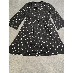 Romeo + Juliet Couture Star Print Dress Small Black White Long Sleeve Boho